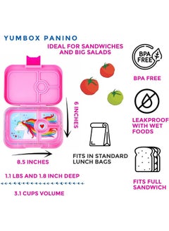 Yumbox Yumbox Panino Leakproof Bento Lunch Box Container for Kids & Adults (Power Pink Unicorn)  - Image 2