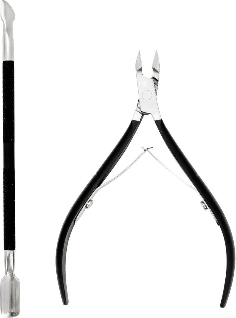 Generic Cuticle Trimmer with Cuticle Pusher Stainless Steel Cuticle Nipper Proffesional Grade Cuticle Remover Manicure Cutter Tools with Protective Case Black 