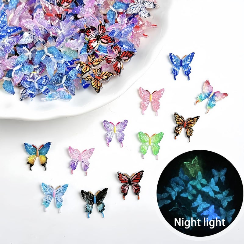 SHUXILIN 50Pcs Butterfly Nail Charms for Nails Butterfly Nails Rhinestones Spring Summer Butterflies Resin Nails Gem Jewelry 3D Mixed Colorful Butterflies Nail Art Supplies for Women Girls Manicure Decoration - Image 4