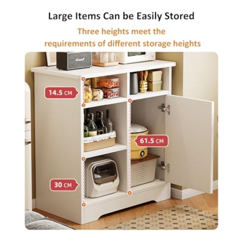 Sideboard Buffet Coffee Bar Cabinet, 1 piece, modern home corner cabinet for dining room kitchen living room, engineered wood, spacious storage and sleek design, white, soft-close doors and adjustable shelves - Image 5