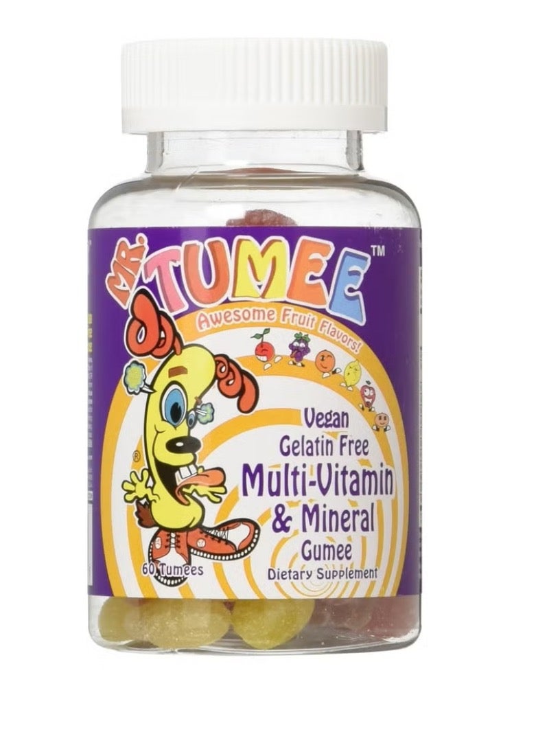MR.TUMEE Multivitamin And Mineral Gelatin Free Chewable Nutritional Supplement Gummies Tablets Awesome Natural Fruit Flavors  And Colors 60 Count Candy Vitamins