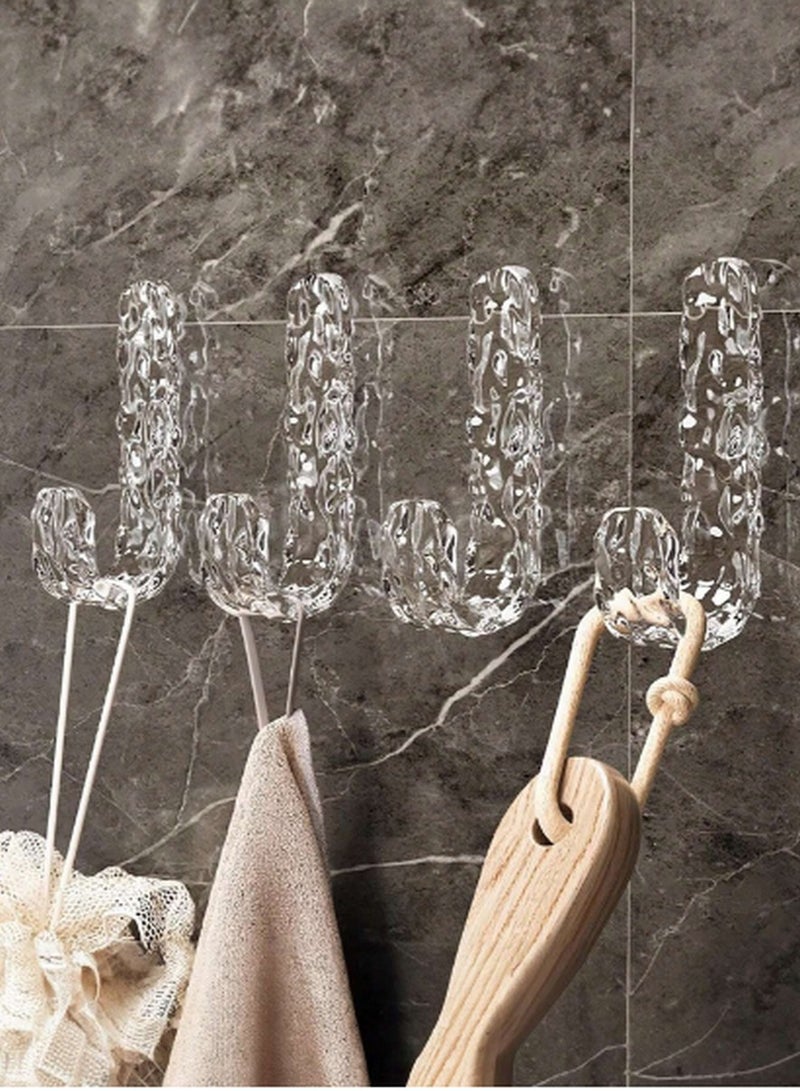 4-Piece Crystal Clear Adhesive Wall Hook Set – Elegant, Durable & Multi-Purpose Storage Solution - Image 1