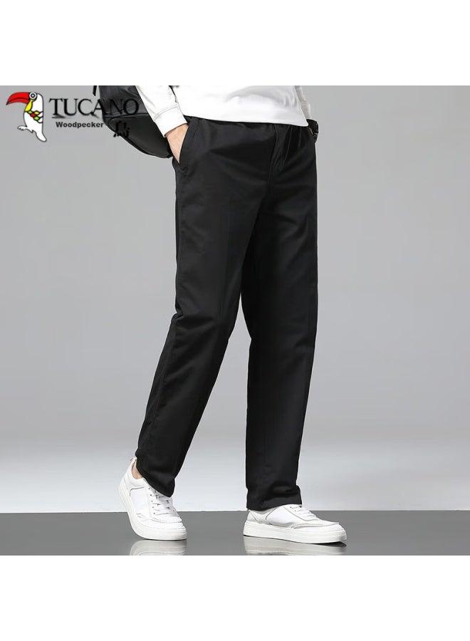 Tucano Casual Pants For Men, Summer Pure Cotton Breathable Comfortable Straight-leg Trousers, Business Elastic Slim-fit Long Pants, Men's Clothing, Black XL - Image 4