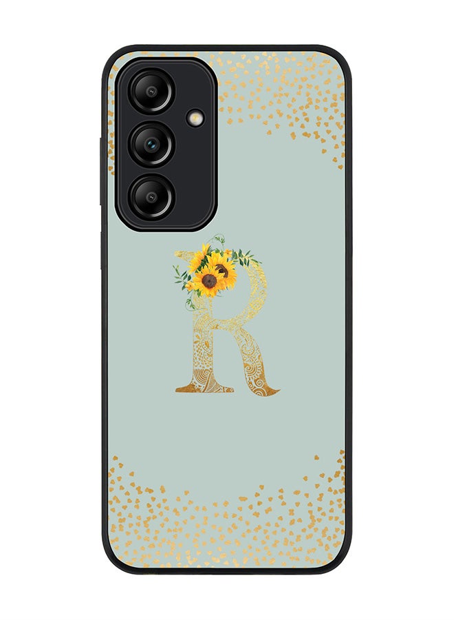 Stylizedd Rugged Black Edge Case for Samsung Galaxy A55 Case Cover- Custom Monogram Initial Letter Mandala Floral Pattern Alphabet - R(Light Grey) - Image 1