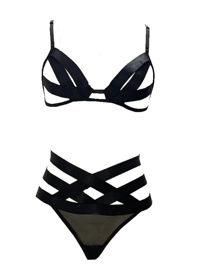 Generic - 2pcs elastic underwear hollow suit black underwear - Image 1