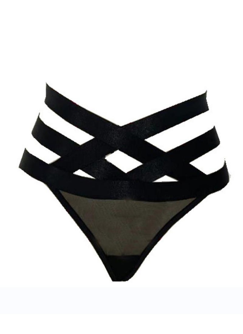 Generic - 2pcs elastic underwear hollow suit black underwear - Image 1