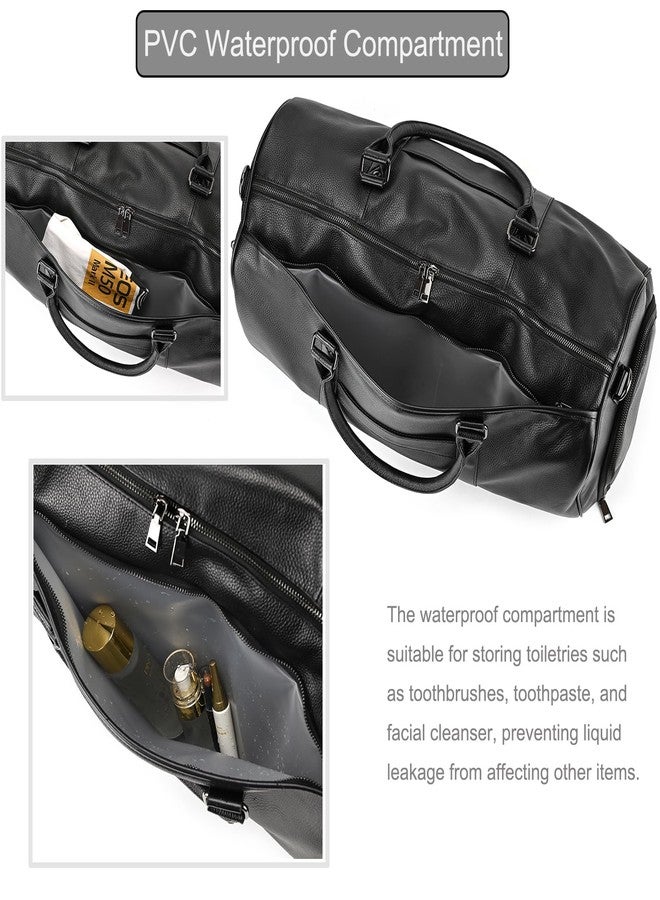 LUUFAN Genuine Leather Travel Bag Large Capacity Waterproof Luggage Duffel Bag with Shoe Compartment, Shoulder Handbag for Men Women Holiday Business Trip - Image 4