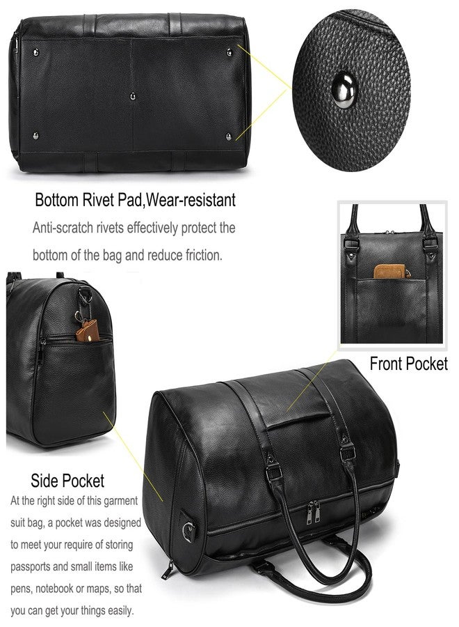 LUUFAN Genuine Leather Travel Bag Large Capacity Waterproof Luggage Duffel Bag with Shoe Compartment, Shoulder Handbag for Men Women Holiday Business Trip - Image 5