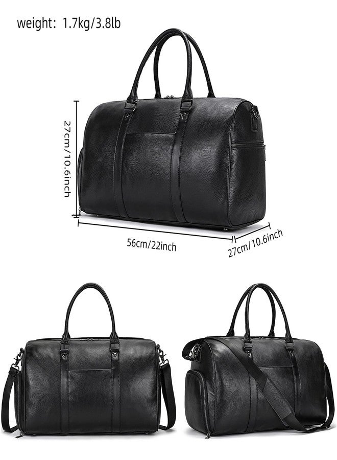 LUUFAN Genuine Leather Travel Bag Large Capacity Waterproof Luggage Duffel Bag with Shoe Compartment, Shoulder Handbag for Men Women Holiday Business Trip - Image 2