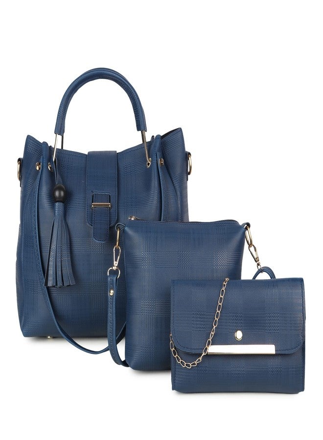DANIEL CLARK Handbags For Women Combo (Set Of 3), Blue - Image 1