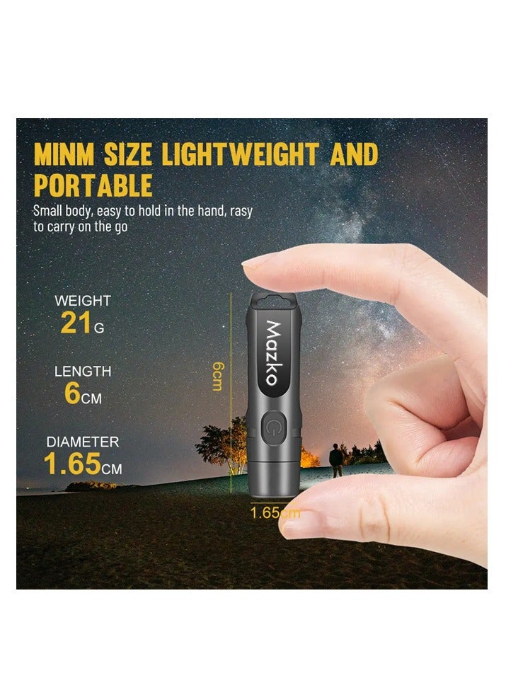 مازكو كشاف صغير بسلسلة مفاتيح، 650 لومن، قابل لإعادة الشحن، ضوء جيب يومي للاستخدام في التخييم، الهواء الطلق، والطوارئ - Image 2