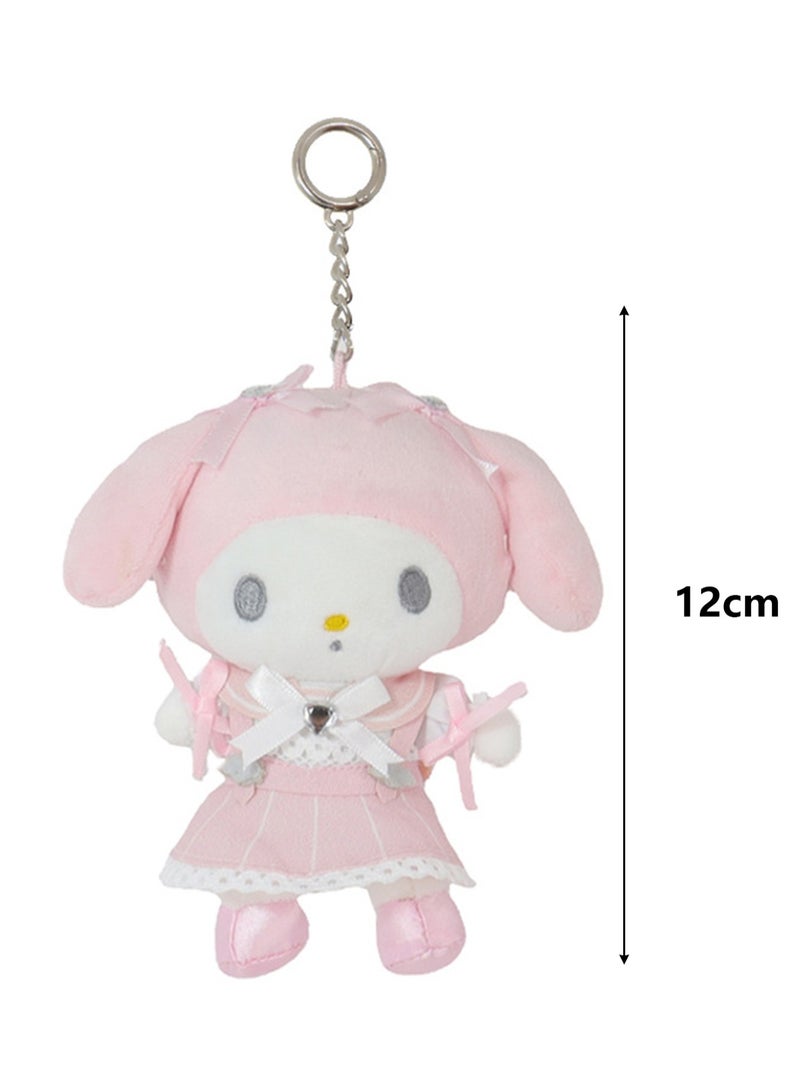 (Pink Melody)12cm Creative Cartoon Bow Skirt Series Plush Doll Backpack Key Pendant  - Image 2