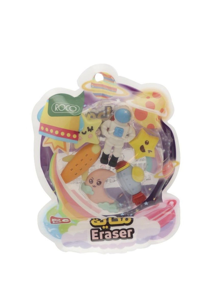 ROCO Rubber Eraser Space in Blister Pack Assorted Color