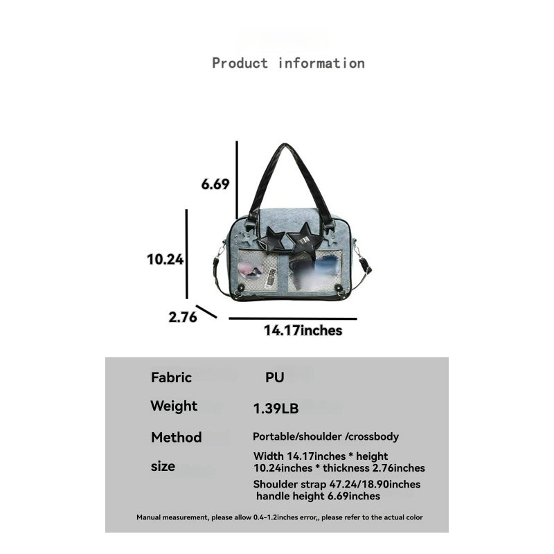BlingKicks Ita Bag Cute Bag Kawaii Star Large Capacity Crossbody Bag for Women Lightweight and Stylish (Off-white) - Image 3