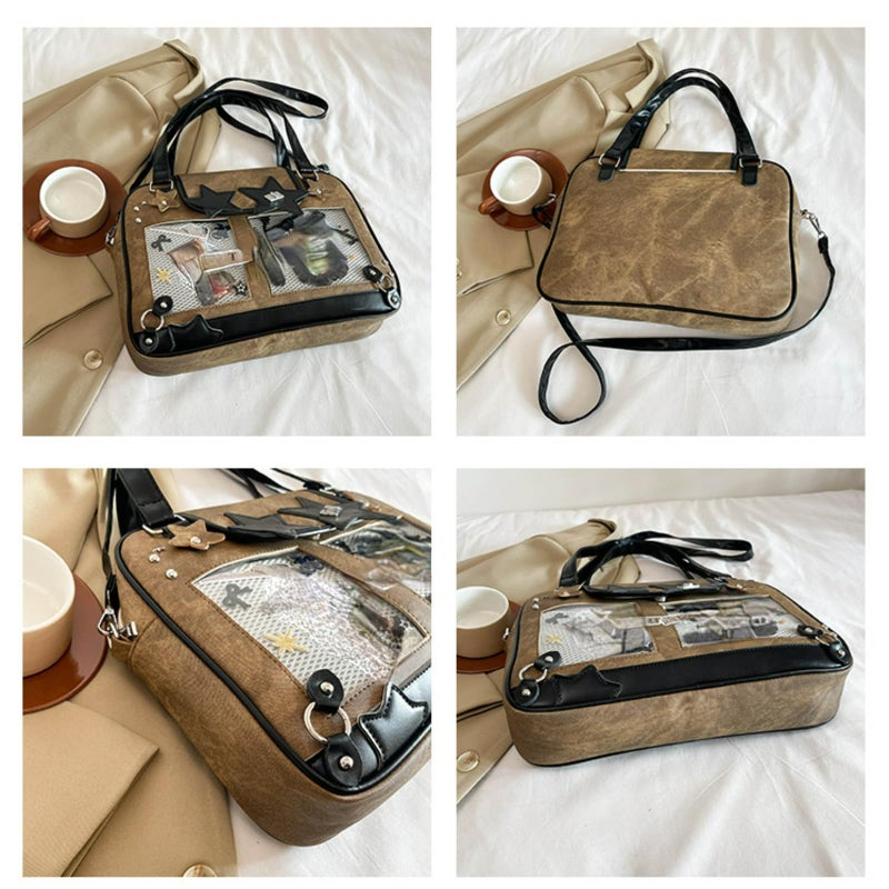 BlingKicks Ita Bag Cute Bag Kawaii Star Large Capacity Crossbody Bag for Women Lightweight and Stylish (Off-white) - Image 4
