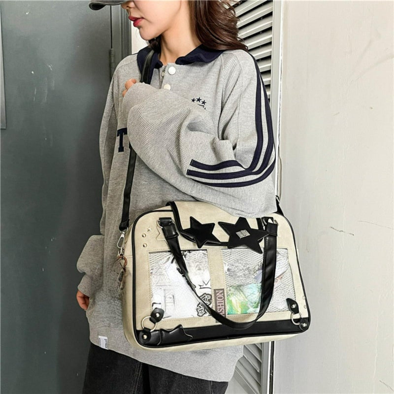 BlingKicks Ita Bag Cute Bag Kawaii Star Large Capacity Crossbody Bag for Women Lightweight and Stylish (Off-white) - Image 2