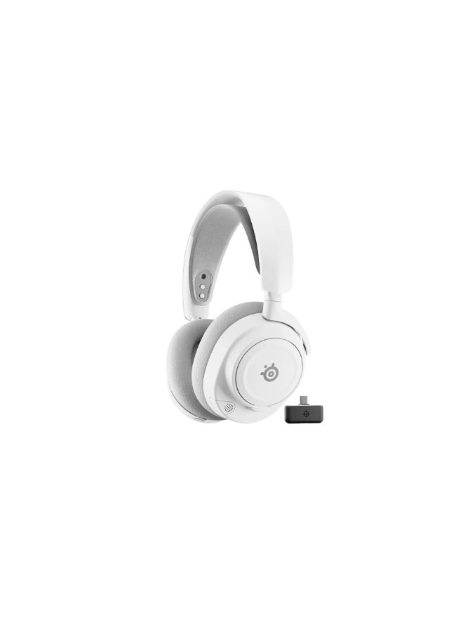 SteelSeries Arctis Nova 7 Wireless Gen 2 Gaming Headset – PC Edition, 2.4 GHz + Bluetooth, USB‑C Dongle, ClearCast Gen 2 Mic, 360° Spatial Audio, 50+ Hours Battery, Memory Foam Ear Pads, Customizable EQ, Multi-Device Connectivity, White | 61731 - Image 1