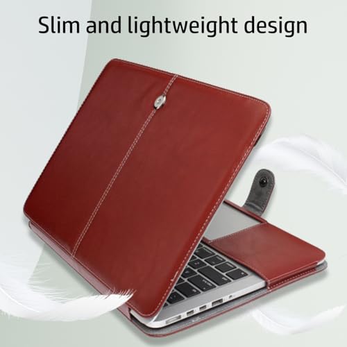 Robustrion Premium PU Leather Protective Folio Case Cover for MacBook Air 13.6 inch Case 2022 Release A2681 M2 Chip - Brown - Image 3