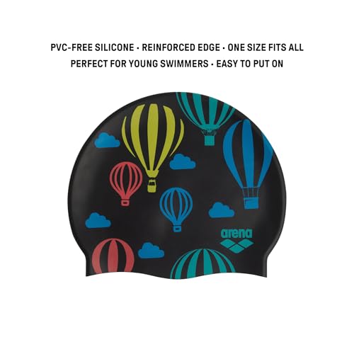 Arena Classic Junior Silicone Unisex Swim Cap for Girls and Boys Comfortable Durable Kids Pool Bathing Cap One Size Air BalloonsBlue - Image 3