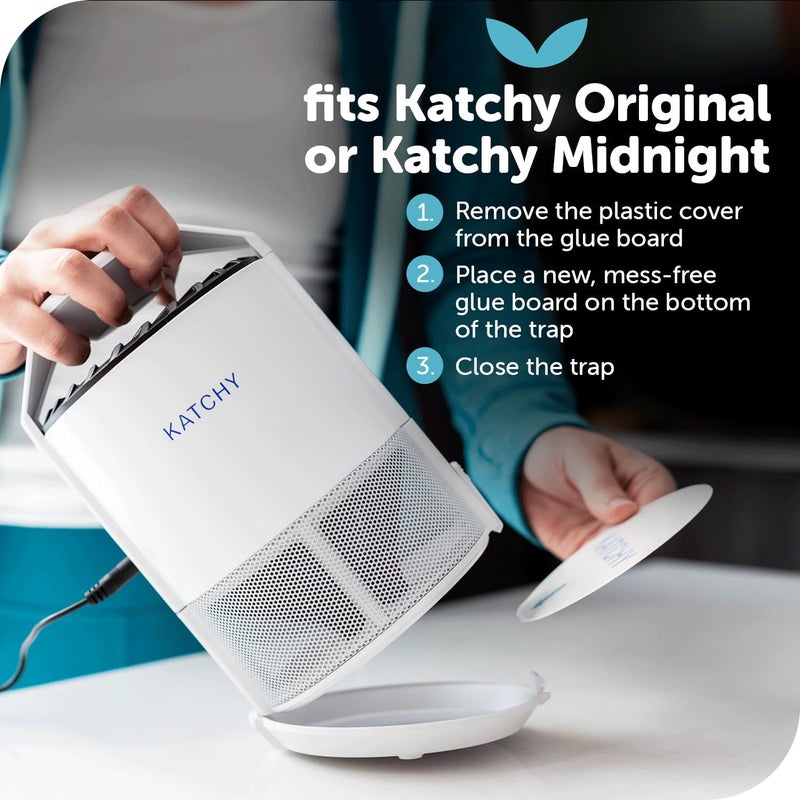 KATCHY Original and Midnight Glue Board Refills (8 Pack) - Indoor Insect Trap Glue Board Refills for Mosquito, Gnat, Moth, Fruit Flies - Non-Zapper Traps for Buzz-Free Home - Image 4