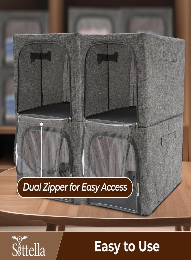 SITTELLA® 1-Pack 56L Double-Sided Zipper Wardrobe Organizer, Foldable Storage Box for Clothes, Toys, Books, Blankets (Grey) - Image 5