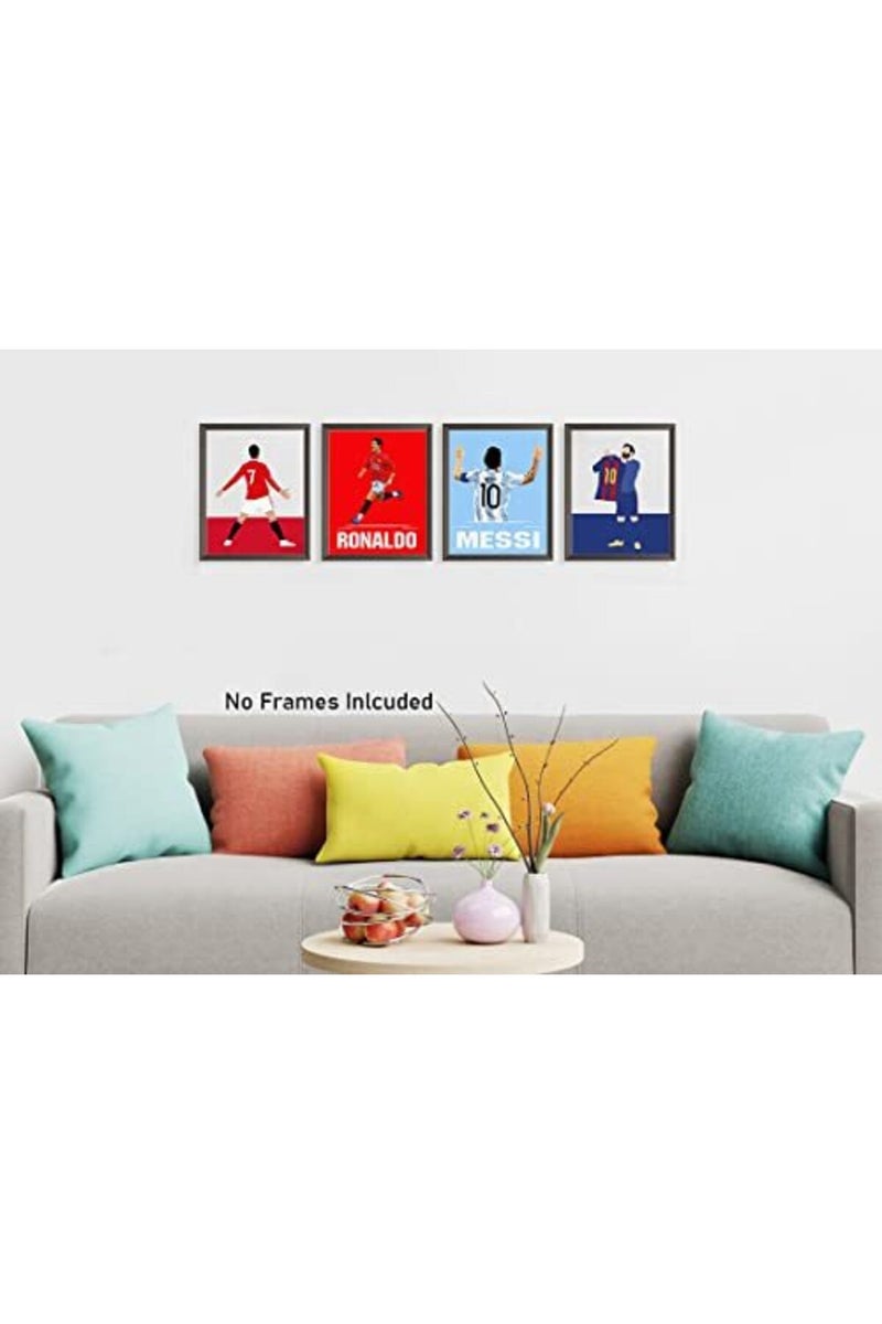 BPA Football Sports Star Posters Cristiano Ronaldo and Lionel Messi Wall Art Prints, Soccer Superstar Canvas Posters, Motivational Sports Art Prints for Home Decor, Set of 4 (8"x10" Unframed) - Image 2