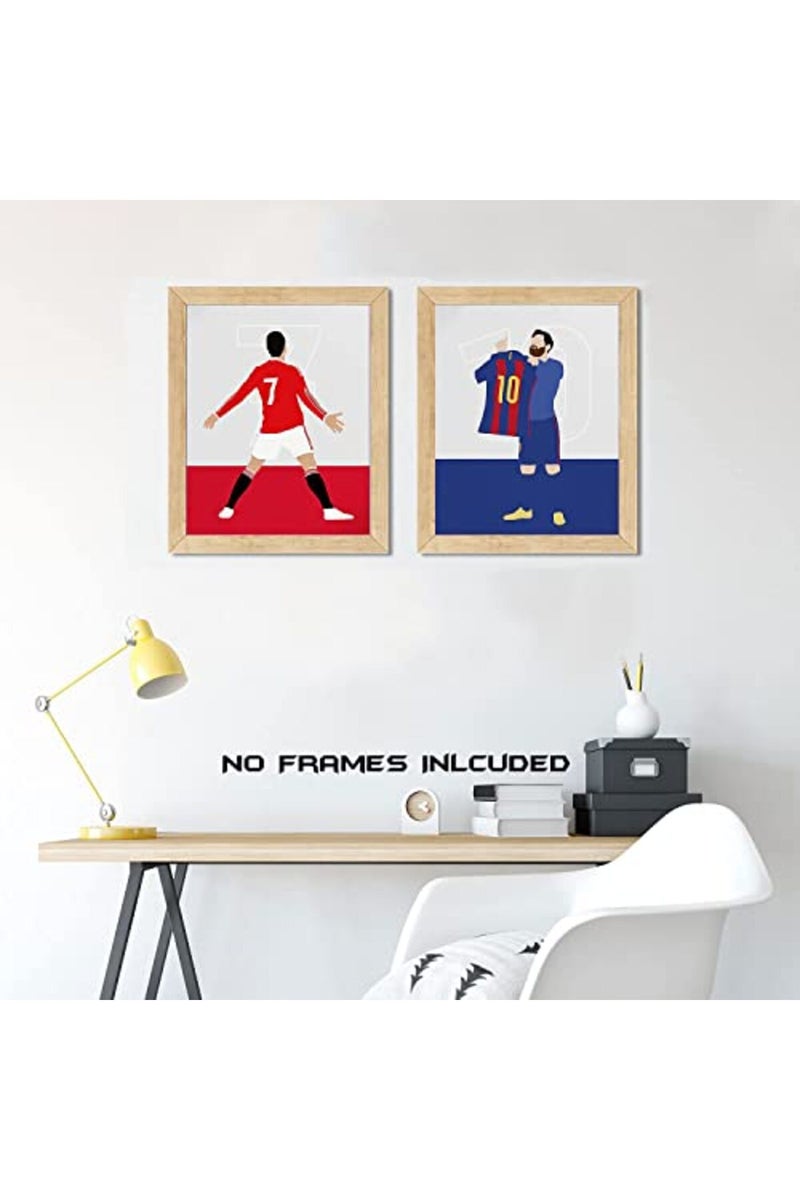BPA Football Sports Star Posters Cristiano Ronaldo and Lionel Messi Wall Art Prints, Soccer Superstar Canvas Posters, Motivational Sports Art Prints for Home Decor, Set of 4 (8"x10" Unframed) - Image 5