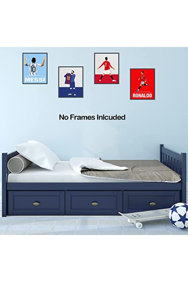 BPA Football Sports Star Posters Cristiano Ronaldo and Lionel Messi Wall Art Prints, Soccer Superstar Canvas Posters, Motivational Sports Art Prints for Home Decor, Set of 4 (8"x10" Unframed) - Image 4