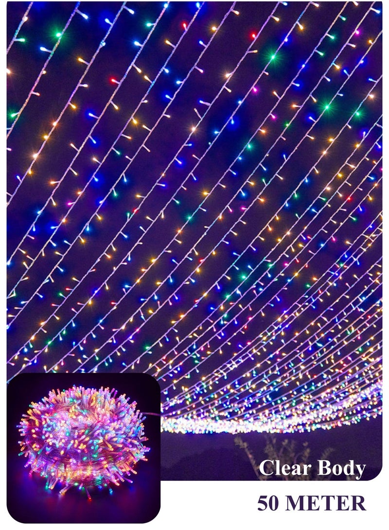 MODI 50Meter 480 LEDs Multi-Color, 11W, 8 Modes, Ramadan String Lights, IP44 Waterproof Plug-in Fairy Lights for Christmas, Diwali, Wedding, Party, Garden, Patio, Camping & Balcony Décor - Image 1