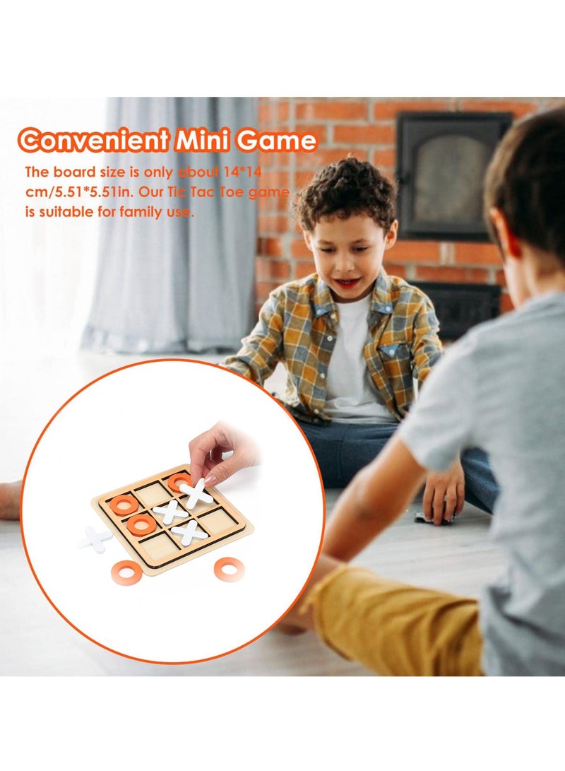 KASTWAVE Tic-Tac-Toe Game Toy, Classic Wooden Checkerboard Educational Family Game Toys Set, Portable Casual Tabletop Game for Adults and Kids, Party Classroom Games White and Orange - Image 3