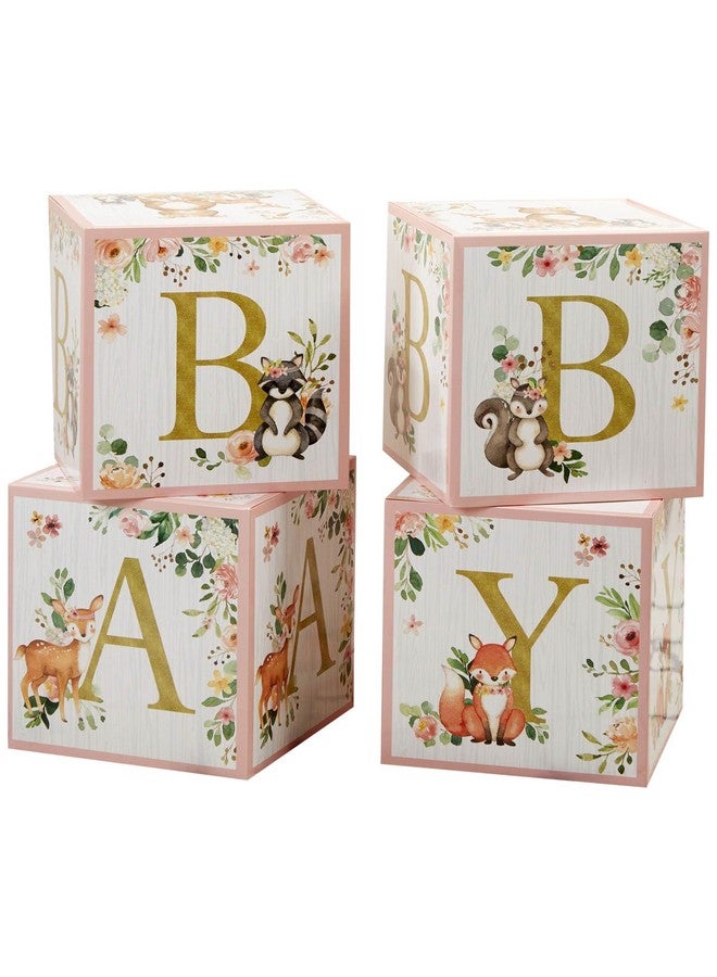 Kate Aspen Pink Woodland Baby Boxes with Letters for Baby Shower Decorations Photo Prop & Nursery Décor (Set of 4 Spells Baby) - Image 1