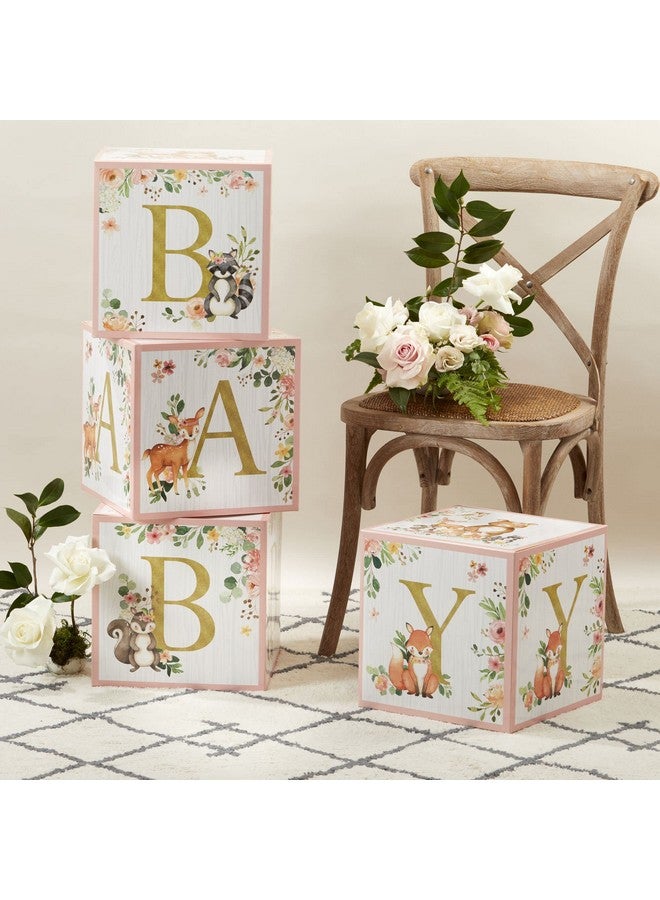 Kate Aspen Pink Woodland Baby Boxes with Letters for Baby Shower Decorations Photo Prop & Nursery Décor (Set of 4 Spells Baby) - Image 3