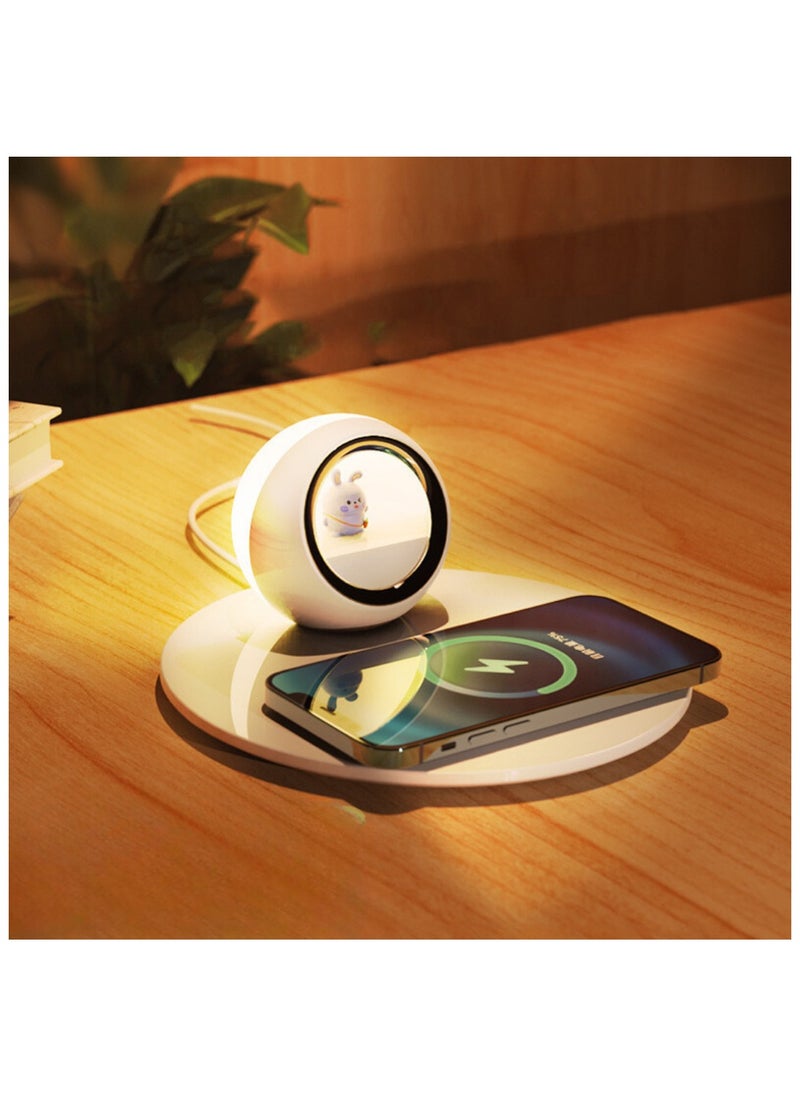 KyraTech 2-in-1 Wireless Charger with Night Light, Fast Charging Pad with Warm LED Light, Perfect for Bedroom Nightstand  - Image 2