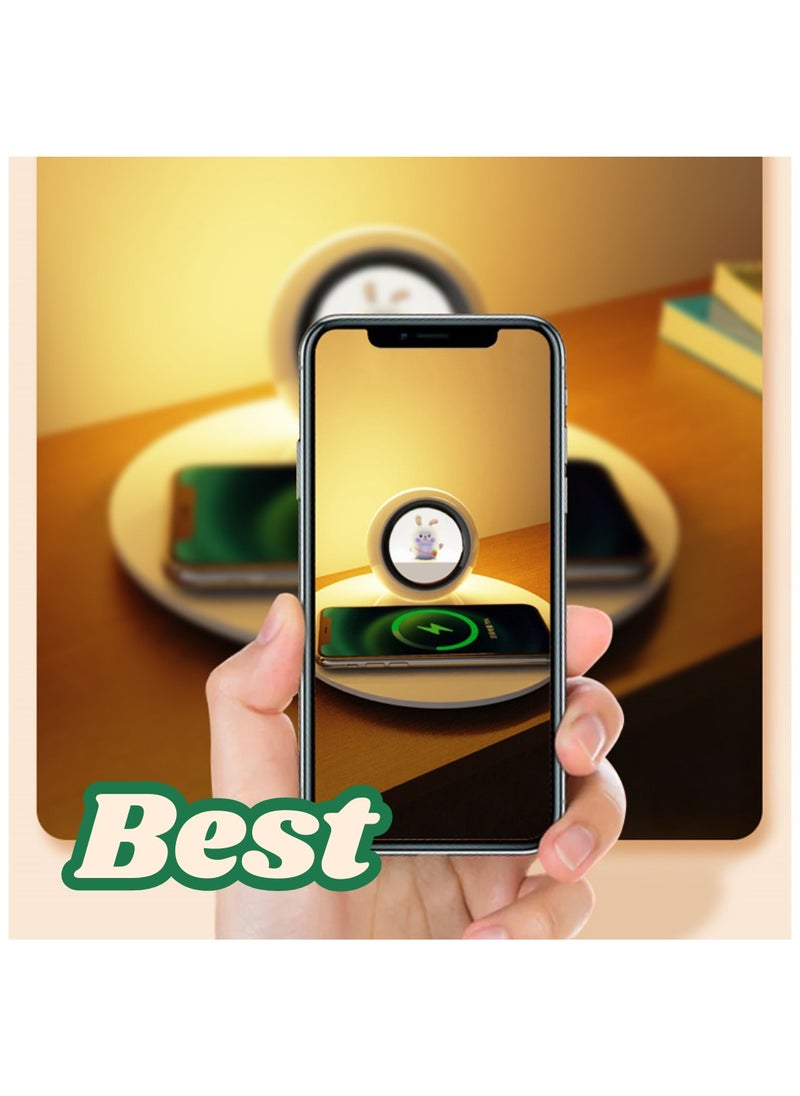 KyraTech 2-in-1 Wireless Charger with Night Light, Fast Charging Pad with Warm LED Light, Perfect for Bedroom Nightstand  - Image 4