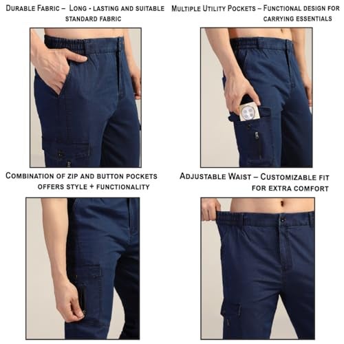 TOPLOT Men's Regular Fit Causal Trouser || Pant for Man || Jeans for Man (Cargo-Jeans-5259-Drak Blue-30) - Image 3