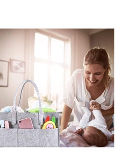 Y&D Baby Diaper Caddy, Portable Changing Table Organiser Nursery Storage Bin Basket with Changeable Compartments, Wipes Bag, Grey Nappy Caddy Organise  - Image 5