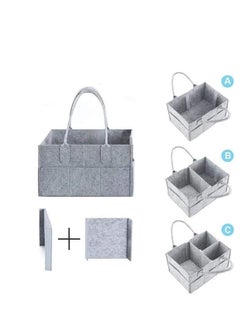 Y&D Baby Diaper Caddy, Portable Changing Table Organiser Nursery Storage Bin Basket with Changeable Compartments, Wipes Bag, Grey Nappy Caddy Organise  - Image 3