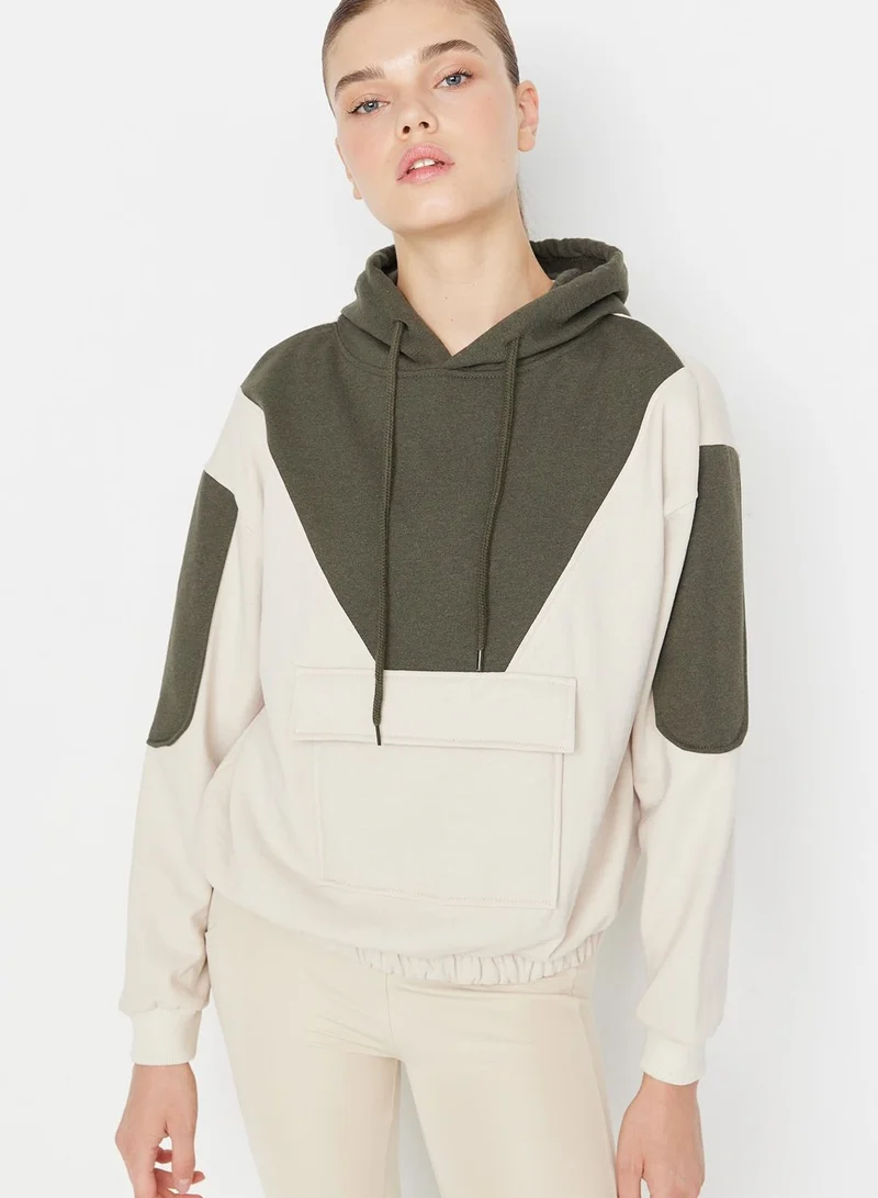 trendyol Color Block Knitted Hoodie