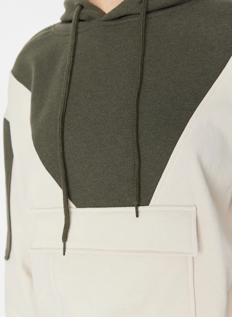 trendyol Color Block Knitted Hoodie