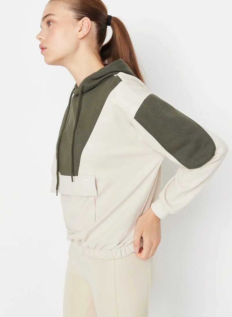 trendyol Color Block Knitted Hoodie