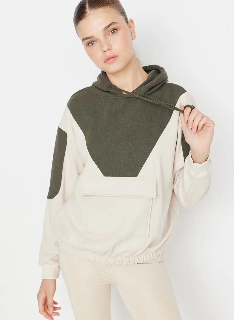 trendyol Color Block Knitted Hoodie