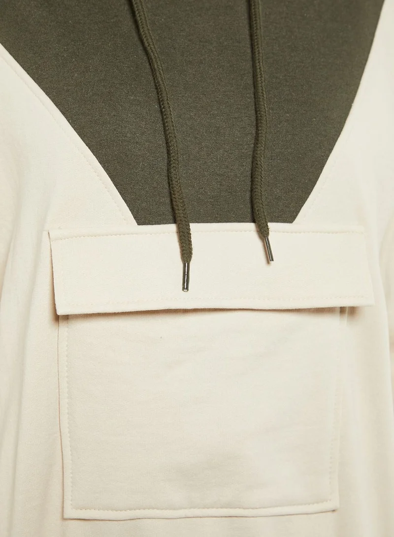 trendyol Color Block Knitted Hoodie