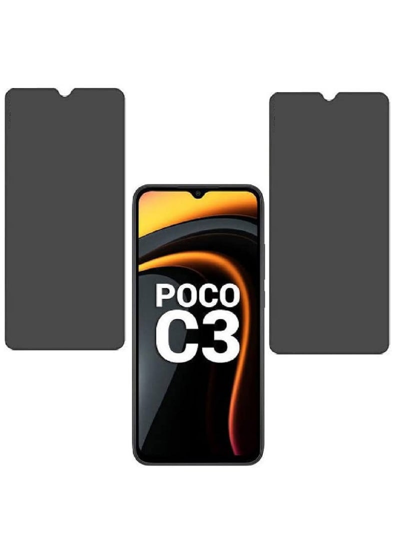 Super 2 Pieces Tempered Glass Screen Protector Anti-Spy Privacy Designed For Xiaomi Poco C3 Full Screen Coverage And Bubble Free - Image 1