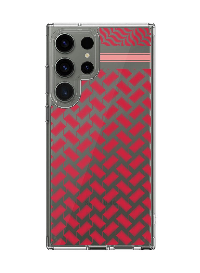 Stylizedd Classic Clear Case for Samsung Galaxy S25 Ultra , Hybrid Soft Case Flexible Edges Anti Drop TPU PC Gel Thin Transparent Cover - Shemag (Red) - Image 1