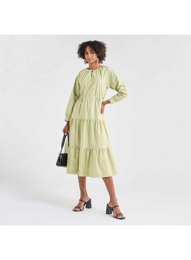 سبلاش فيڤ فستان سادة متعدد الطبقات بأكمام طويلة - Image 4