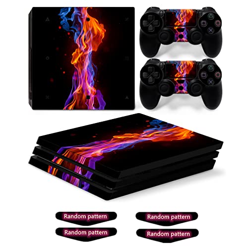 Oiokew Decal Skin for Ps4 Pro, Whole Body Vinyl Sticker Cover for PlayStation 4 Pro Console and Controller (Include 4pcs Light Bar Stickers)(PS4 Pro, Yellow red fire) - Image 5