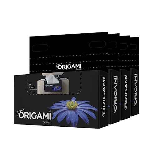 Origami 2 Ply Car Tissue Box with Easy Fit Headrest Hanger | Ultra Soft, Skin Friendly & Highly Absorbent Face Tissues for Travel & Daily Use | 100 Pulls per Box x 4 Packs (400 Sheets Total) - Image 1