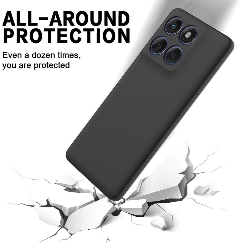 erorex For Motorola Edge 60 Pro Solid Color Liquid Silicone Dropproof Full Coverage Phone Case(Black) - Image 5