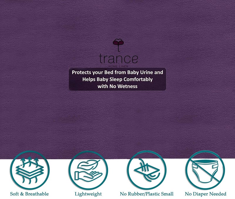 Trance Quick Dry - Soft Bed Protector Waterproof Baby Cot Sheet - (Small-70x50 cm,Plum) - Image 3