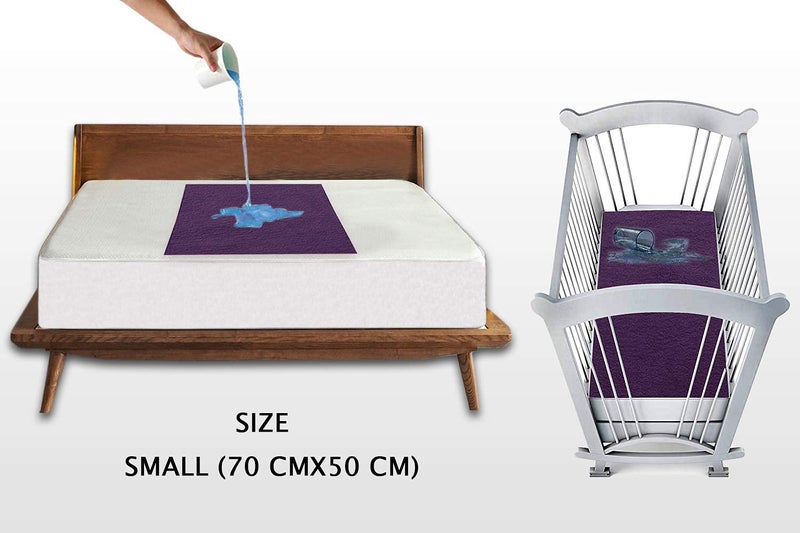 Trance Quick Dry - Soft Bed Protector Waterproof Baby Cot Sheet - (Small-70x50 cm,Plum) - Image 2